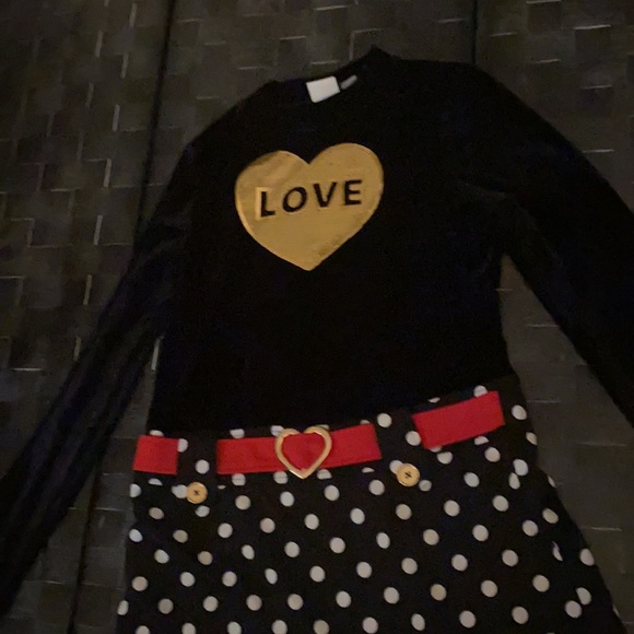 NWT CRB Black Polkadot with “Love” Dress - Picture 2 of 3